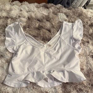 FP Movement by Free People White Ruffled Crop Top